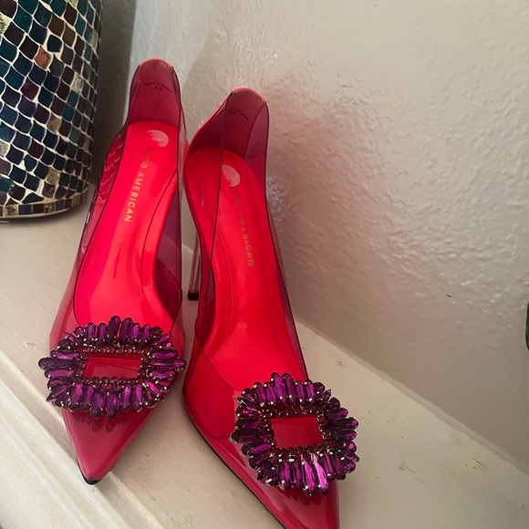 GOOD AMERICAN PINK Cinder-F*cking-Rella Jeweled Toe Pump Pink - Picture 3 of 6